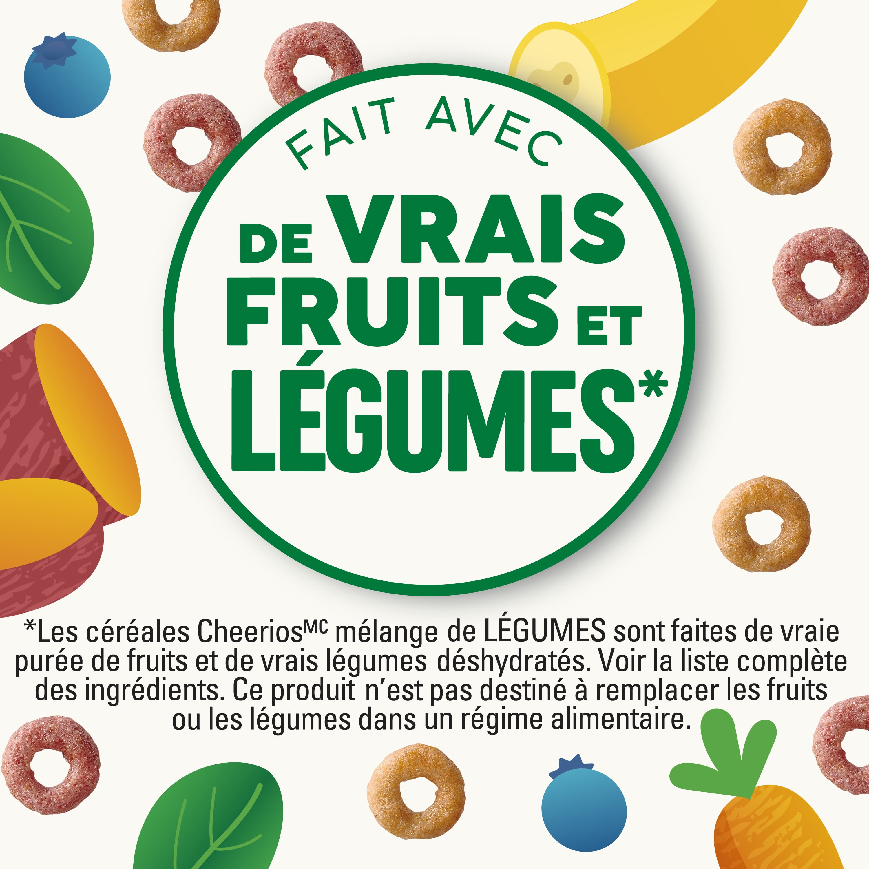 Cheerios VEGGIE blends Blueberry Banana Cereal, Whole Grains, 300 g