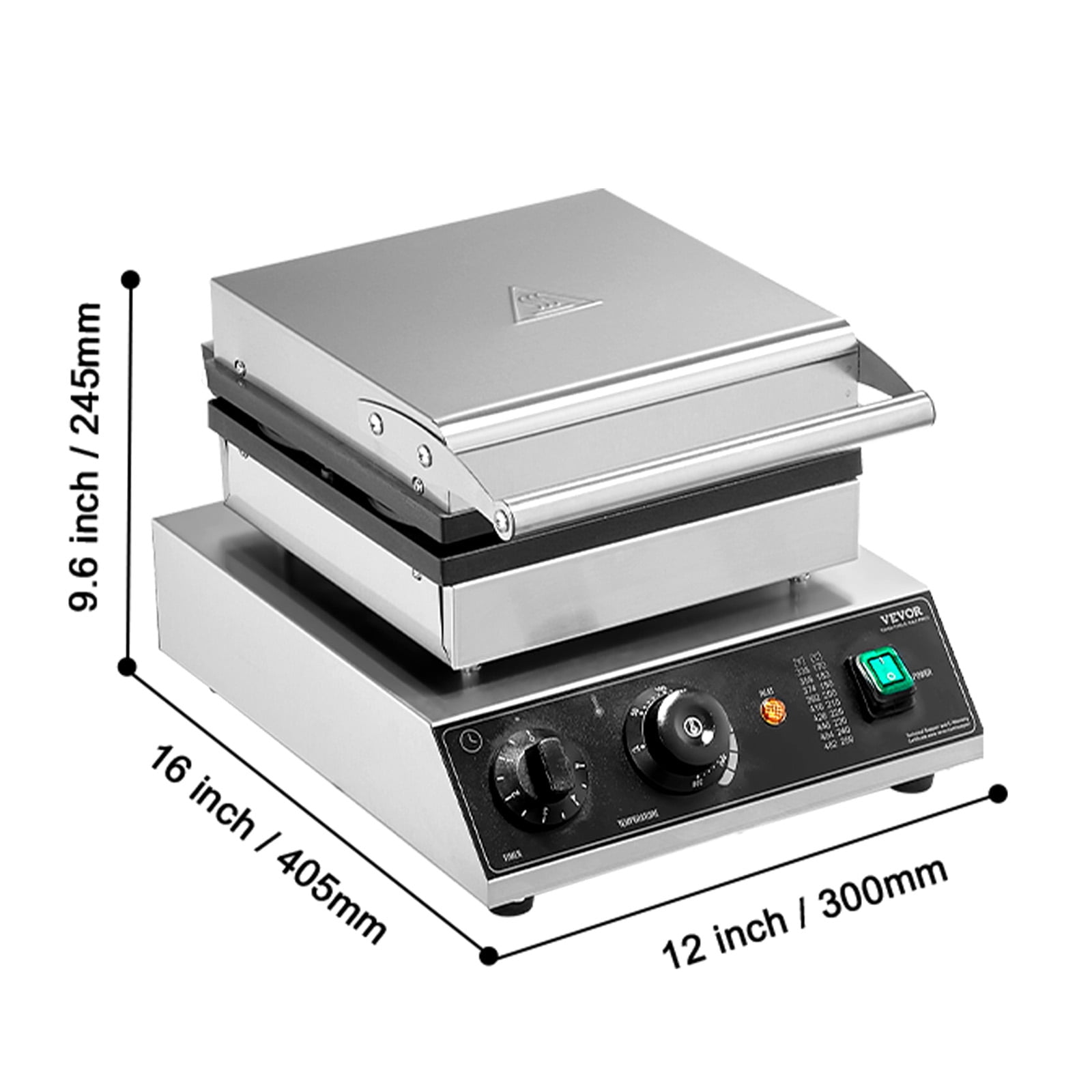 VEVOR Commercial Waffle Maker, 4PCS Round Waffle Baker Machine,1750W Non-Stick Stainless Steel Belgian Waffle Iron with Temperature and Time Control, for Restaurant Bakery Snack Bar Family