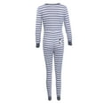 thumbnail image 4 of HYwys Women Sleepwear Romper Jumpsuit Stripe V Neck Long Sleeve One Piece Bodysuit Lounge Pajamas Gray L, 4 of 4
