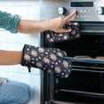 thumbnail image 2 of Pioneer Flower Floral Print Pattern 2-Pack Oven Mitts Set, Heat Resistant Kitchen Gloves, 7.7" X 12", 2 of 6