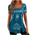 thumbnail image 2 of Puntoco moda mujer casual impresión blusa manga corta camiseta verano botón tops liquidación Puntoco Puntoco-2691, 2 of 6