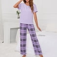 thumbnail image 2 of Nightwear Set, Breathable Drawstring Closure Pants Short Sleeve Pajama Set Loose Pullover Top For Female For Home ANGGREK Otros, 2 of 6