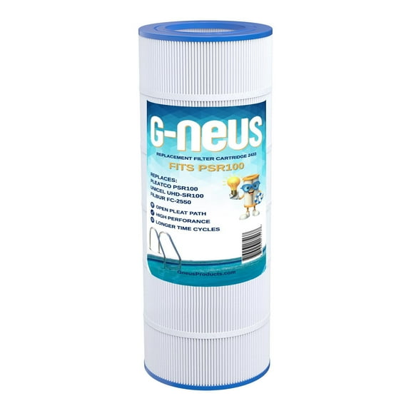G-NEUS Pool & Spa Filter | Replaces UHD-SR100, Sta-Rite Flo WC108-58S2X, 100TX, 100TXR, T-100TX, T-100TXR, and More! | 100 Sq Ft Coverage | High Performance Replacement Cartridge, 1 Pack