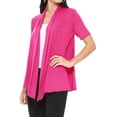 thumbnail image 2 of Women's Casual Short Sleeve Draped Open Front Solid Cardigan, 2 of 6