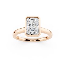 14K Rose Gold Plated Silver 1.5 Ct Radiant Cut Moissanite Solitaire Engagement Ring for Women Promise Ring Jewelry Gift Size 7