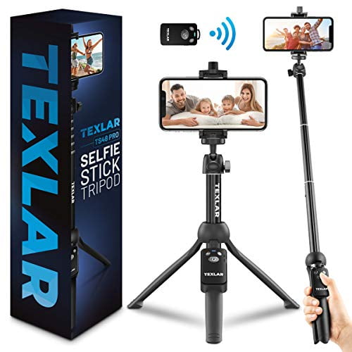 Texlar Selfie Stick Tripod TS48 Pro with Remote - Extendable to Inches - for iPhone 7, 8, X, XR, 11, Pro, Max, Plus, SE, Android Smartphone, Small Mini Cellphone Stand - Walmart.com