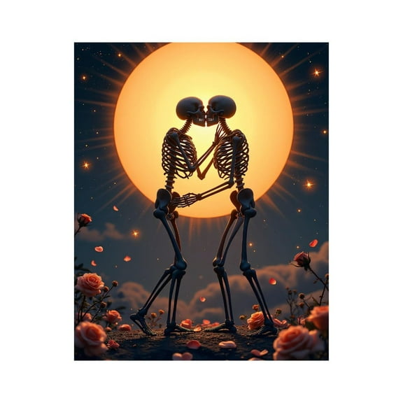 Paint By Numbers Kit for Adults Beginner - Romantic Skeletons Moonlit Night DIY Canvas Painting Kits for Adults, Frameless Paint By Number for Adults for Home Wall Decor 16x20 Inch