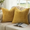 thumbnail image 2 of Mustard Yellow Chenille Throw Pillow Covers 24x24 Set of 2 Thick Textured Slubby Couch Pillow Covers Farmhouse Accent Modern Neutral Decorative Pillow Cases for Bed Sofa Living Room, 2 of 6
