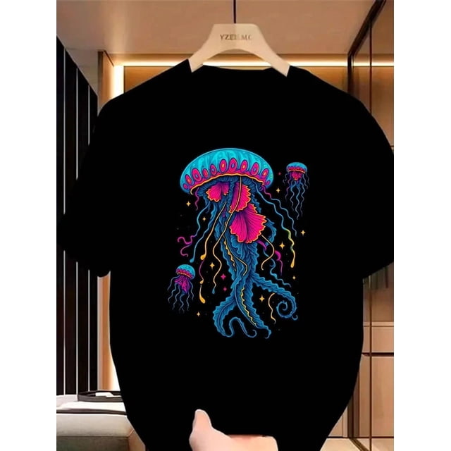 T-Shirt Unisexe d'Été Décontracté à Imprimé Graphique, Manches Courtes, Col Rond en Coton S867, jusqu'à la Taille 5TG
