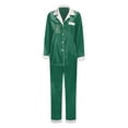 thumbnail image 6 of Family Silk Satin Christmas Pajamas Matching Sets Lightweight Long Sleeve Button down Shirt and Pants Xmas Pjs Jammies 2 Piece Soft Solid Holiday Sleepwear with Pocket Dark Green, 6 of 7