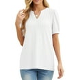 thumbnail image 4 of JWD Womens Shirts Casual V Neck Tshirts Puff Short Sleeve Summer Tops Tunic Blouses White M, 4 of 6