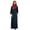 Navy Blue, variant on Bimba Islamic Clothes For Women Long Prayer Robe Maxi W/ Printed Hijab Rayon Abaya Front Button Muslim Dress