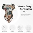 thumbnail image 7 of Cauagu Floral Head Dreamscape Women's Crew Neck Round Short Sleeve T Shirts Tops Bodysuit Daily Jumpsuit-X-Large, 7 of 7