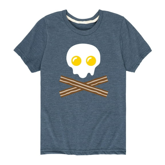 Instant Message - Bacon And Eggs Skull - Toddler And Youth Short Sleeve T-Shirt