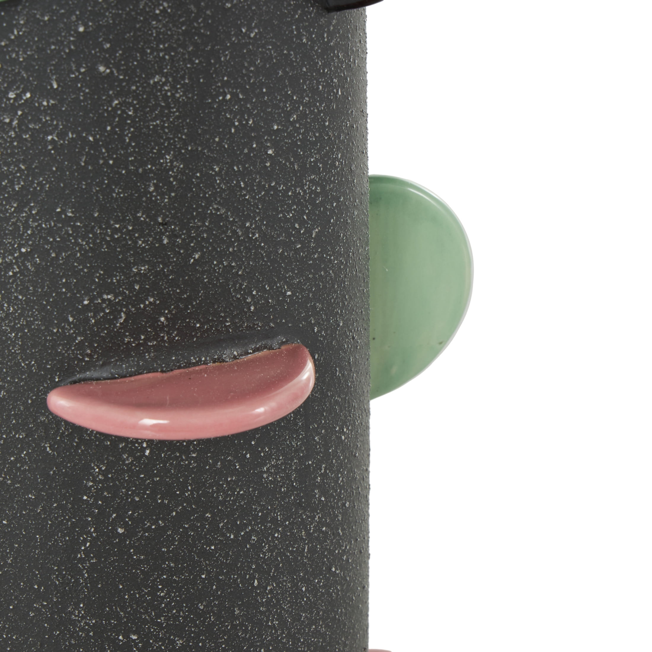 DecMode 12" Textured Black Ceramic Vase with Multicolor Half-Moon Accents