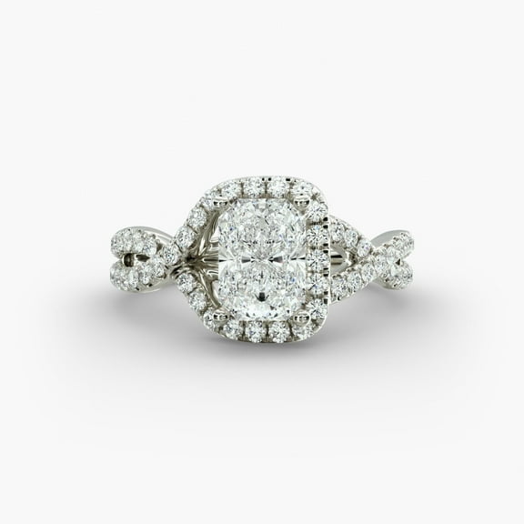 Spot Jewel 2.1 Ct Round Cut Diamond Ring - 14K White Gold Plated Ring for Her - Elegant Anniversary Band for Women's - Silver Halo Diamond Beautiful Occasion Ring - Twisted Valentine Proposal Band