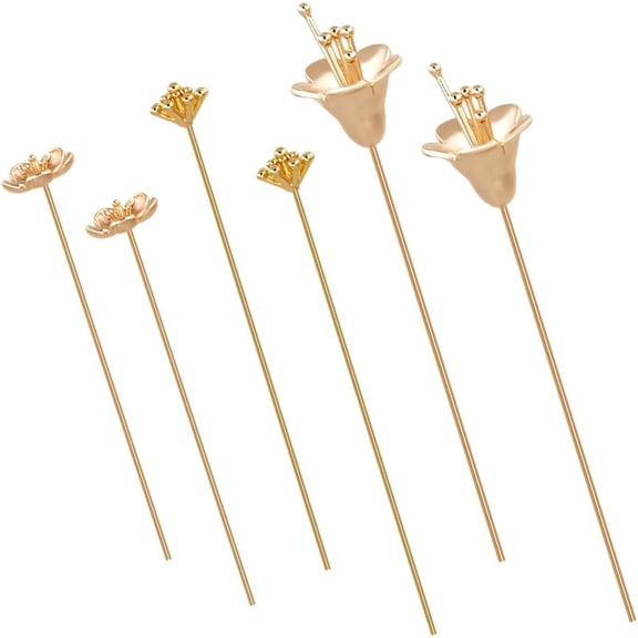 18Pcs 3 Styles Ball Head Pins Brass Flower Shape Eye Pin Real 18K Gold Plated Long Wire Needle Headpins Stick Pin for Jewelry Making Earrings Supplies DIY Craft Findings 1set