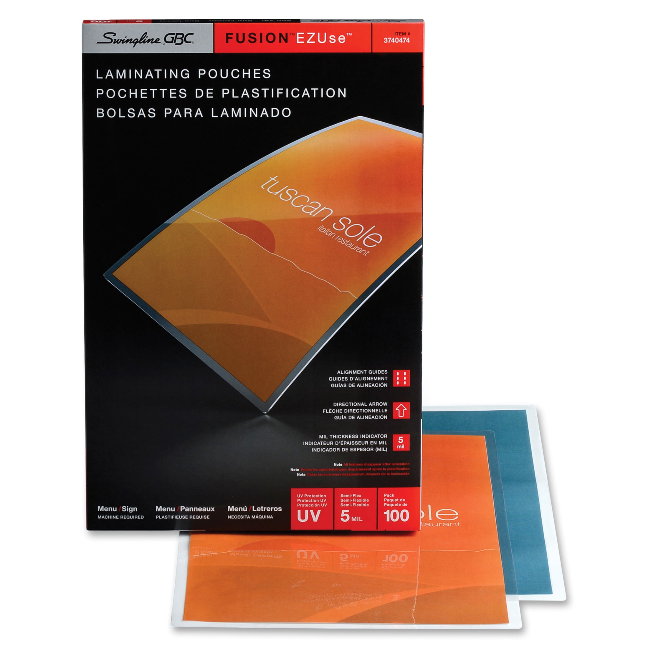 GBC, GBC3740474, Fusion EZUse Laminating Pouches, 100 / Box, Clear