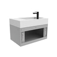 thumbnail image 4 of Amazon 30" Gray Wood Floating Vanity with White Top and Black Trim, 4 of 10