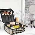 thumbnail image 5 of FORMRS Travel Makeup Bag Large Capacity Train Case Cosmetic Organizer with Adjustable Dividers, Stripes Pattern, 5 of 8