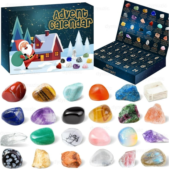 Crystal Rock Gemstone Advent Calendar 2025, Adult, Kids, Boys, Girls, Teen Girls, Women Healing Crystal Gemstone 24 Kinds of Crystals and Gem Rocks Collection