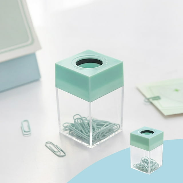 Macaron Color Originalit Magnetic Paper Clip Storage Bucket Office Stationery Storage Convenient Pin Box With Magnetic Top Suitable For Desk Cute Office Binders