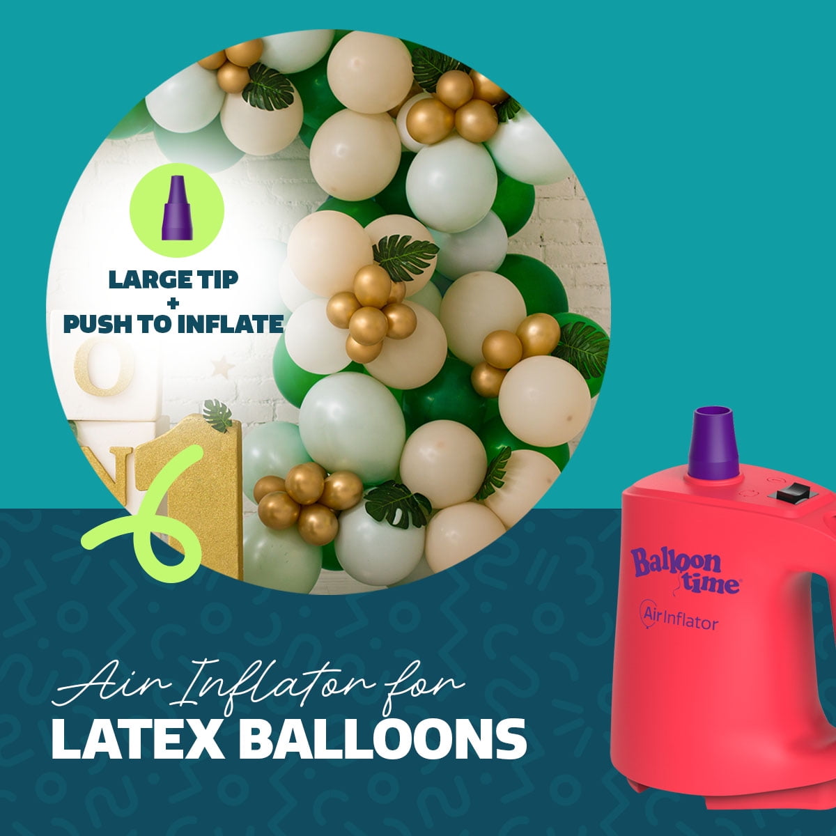 Balloon Time Electric Air Inflator for Balloons, Party Decor, Pool Floats & Air Mattresses, Dual Nozzle Portable Pump