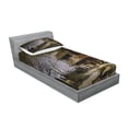 thumbnail image 2 of Ambesonne Rustic Fitted Sheet & Pillow Sham Set, Wooden Haunted House, Twinxl, Multicolor, 2 of 2