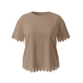 thumbnail image 6 of Women's Oversized Crew Neck Short Sleeve T Shirt, Lace Patchwork Detail with Relaxed Loose Fit, for Summer Casual Daily Wear or Street Style Outfits Khaki, 6 of 6