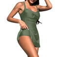 thumbnail image 4 of Jjayotai Women's Crossover Ruched Skirt, One Piece Swimdress, Modest Tummy Control Swimsuit, Vintage Bathing Suit Army Green S, 4 of 9