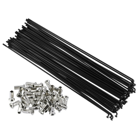 Unique Bargains 40 Pcs Bicycle Carbon Steel Spokes 12G Bike Spoke 239mm Length with Nipples for Most Bicycle Black