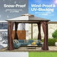 thumbnail image 2 of VIVOHOME 10' x 13' Double Roof Hardtop Gazebo, Polycarbonate Roof & Aluminum Alloy Frame with Netting & UV-Proof Privacy Curtain, 2 of 9