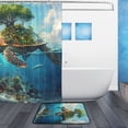 thumbnail image 2 of Bathroom Sets Curtain and Rug Sets 23.6x15.7 in Non-Slip Mat and 72x72 in Shower Curtain for Home Bath Dcor Sea Turtle Carrying Island, 2 of 7