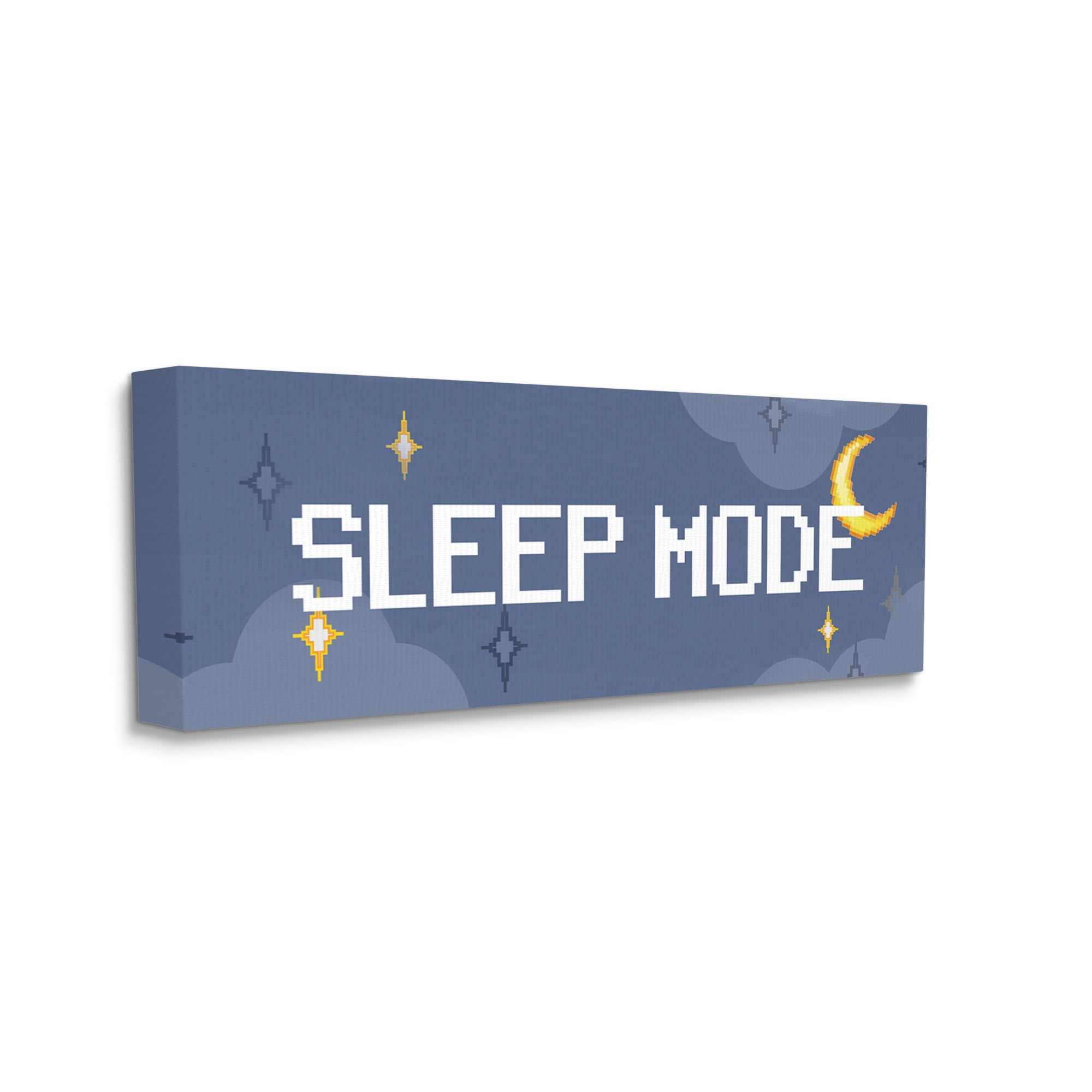 Stupell Industries Sleep Mode Pixel Phrase Nature Painting Gallery Wrapped Canvas Print Wall Art, 40 x 17