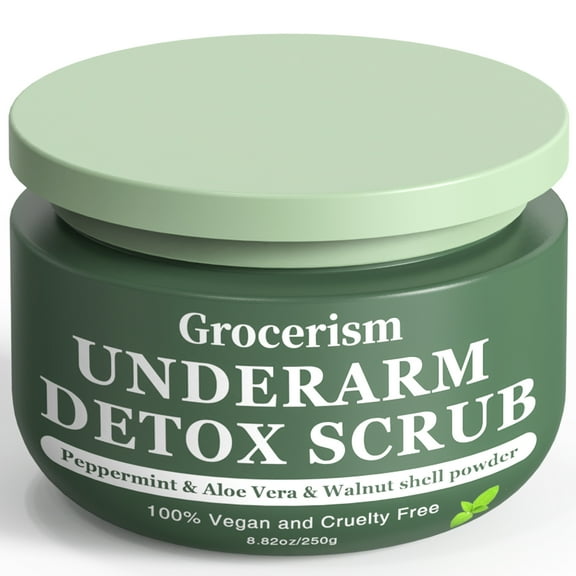 Body Scrub and Armpit Scrub 8.8oz || with Peppermint and Aloe Vera for Odors Removing, Exfoliating, Moisturizing, Smoothen and Tighten, Also Underarm Detox for Legs, Knee, Feet, Arms and Hands