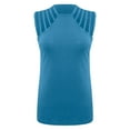thumbnail image 4 of Pompotops Mode Femme Décontracté Slim Uni Col Rond Sexy Sans Manches Gilet Ajouré, 4 of 6