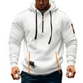 thumbnail image 2 of WTOBBY Men's Full-Zip Hooded Cardigan Arm Pocket Sportswear Oversized Casual Sweatshirt Jacket Athletic Street Style Breathable Fabric,White L, 2 of 5