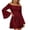 Wine, variant on KICILVS Halloween Dresses for Women Plain Square Neck Flare Sleeve Dress Ruched Bust Layered Hemline Mini Party Gown Purple