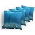 thumbnail image 5 of Ambesonne Ocean Throw Pillow Cover 4 Pack, Underwater Wilderness, 24", Blue Turquoise, 5 of 7
