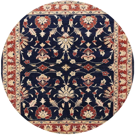 Ahgly Company Indoor Round Mid-Century Modern Purple Lily Purple Oriental Area Rugs, 4' Round
