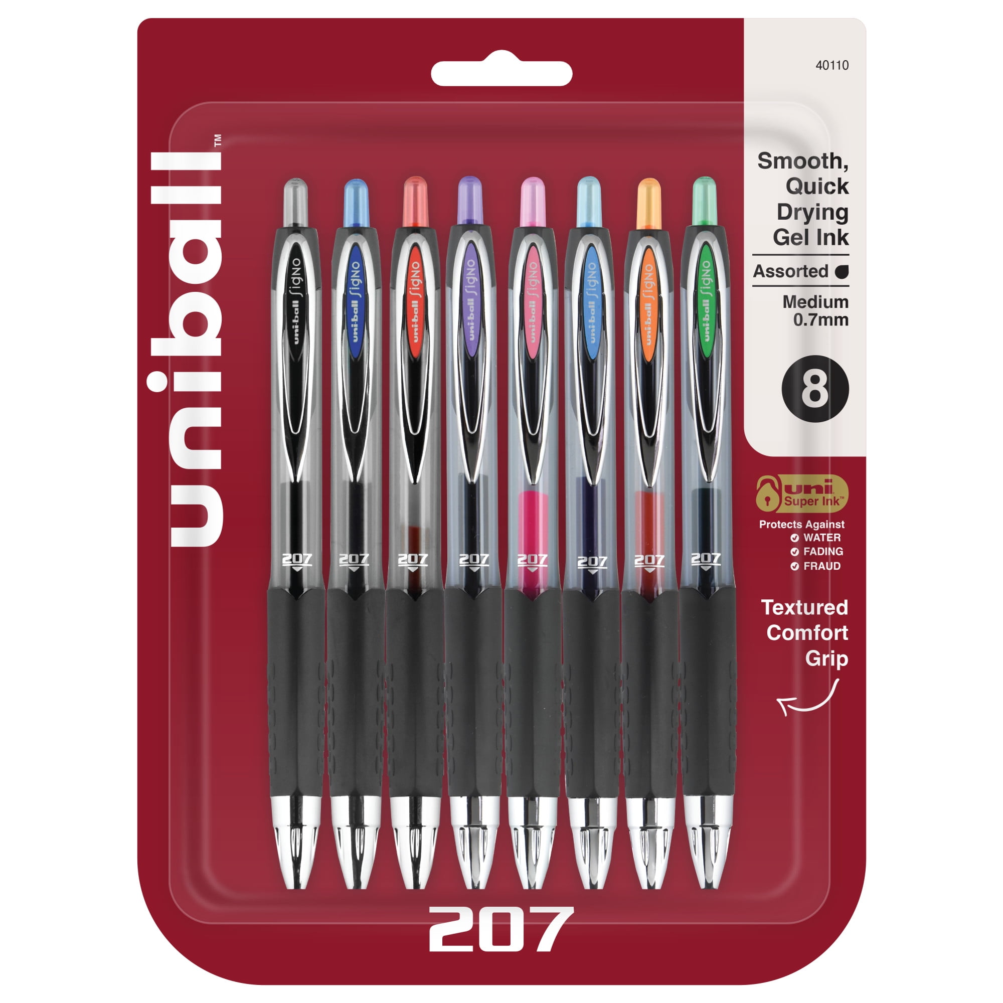 Uni-Ball Signo UMN-207: 6 Ricariche Gel 0.7mm - Inchiostro Nero Anti Frode