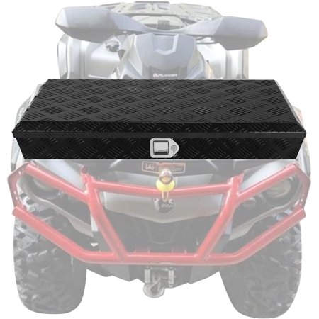 BLACKHORSE-RACING 35inch ATV/UTV Rear Aluminum Storage Box，Heavy Duty Aluminum Stripes Plated Truck Cargo Box - Off-Road Vehicles, Utility Vehicles - Weatherproof - Black