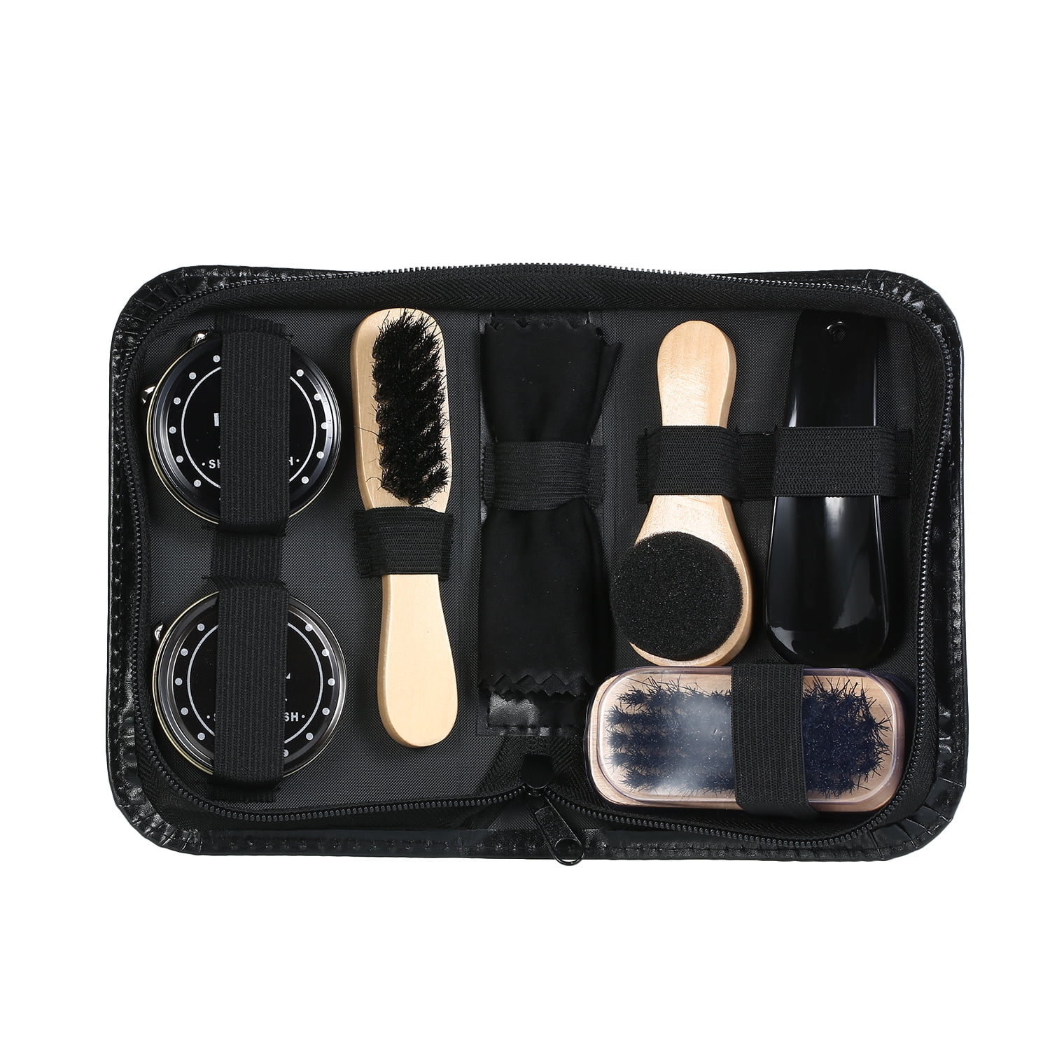 8PCS Shoe Shine Care Kit Black and Neutral Polish Brushes for Boots