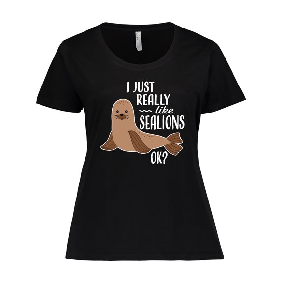 Inktastic I Just Really Like Sea Lions Ok Women's Plus Size T-Shirt