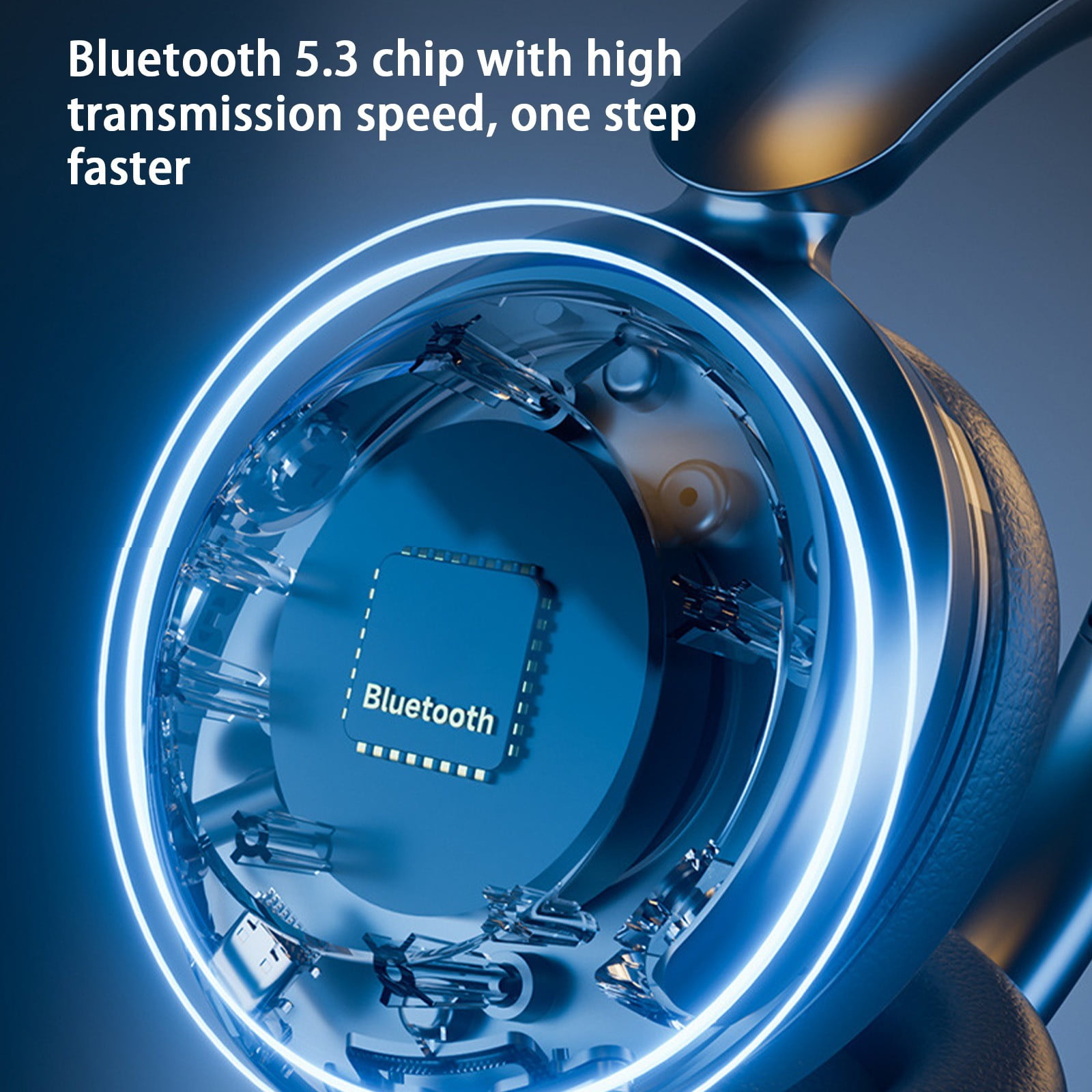Q11i Wireless Over-Ear Bluetooth Headphones by Ruroz, Deep Bass, 60H Playtime, Hi-Res Audio, Detachable Ear Cushions, Multipoint Connection(Black)