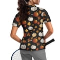thumbnail image 2 of COEQINE Women 1/4 Zip Golf Shirts Short Sleeve Cooling Bowling Shirt Maple Leaf and Pumpkin Black Print Quick Dry Fit Golf Tops Workout Moisture Wicking Polo Shirts, L, 2 of 7