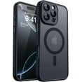 thumbnail image 1 of Magnetic Case for iPhone 16 Pro Max with Full Camera Protection [Compatible with Magsafe] [Translucent Matte] Protective Phone Case, Hot Pink,Black, 1 of 5