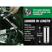 S K Hand Tools 3/8 Drive, 12 Piece, 6 Point, Deep, SAE Chrome Socket Set. Packaged on a Rail