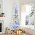 thumbnail image 2 of Ztotop 6.5ft Premium Pre-lit Artificial Hinged Slim Pencil Christmas Tree with Remote Control, 260 Warm White & Multi-Color Lights, 650 Fully Branch Tips, White, 2 of 7