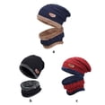 thumbnail image 3 of Bonnet d'Hiver Tricoté avec Écharpe, Rouge Vin, 3 of 6